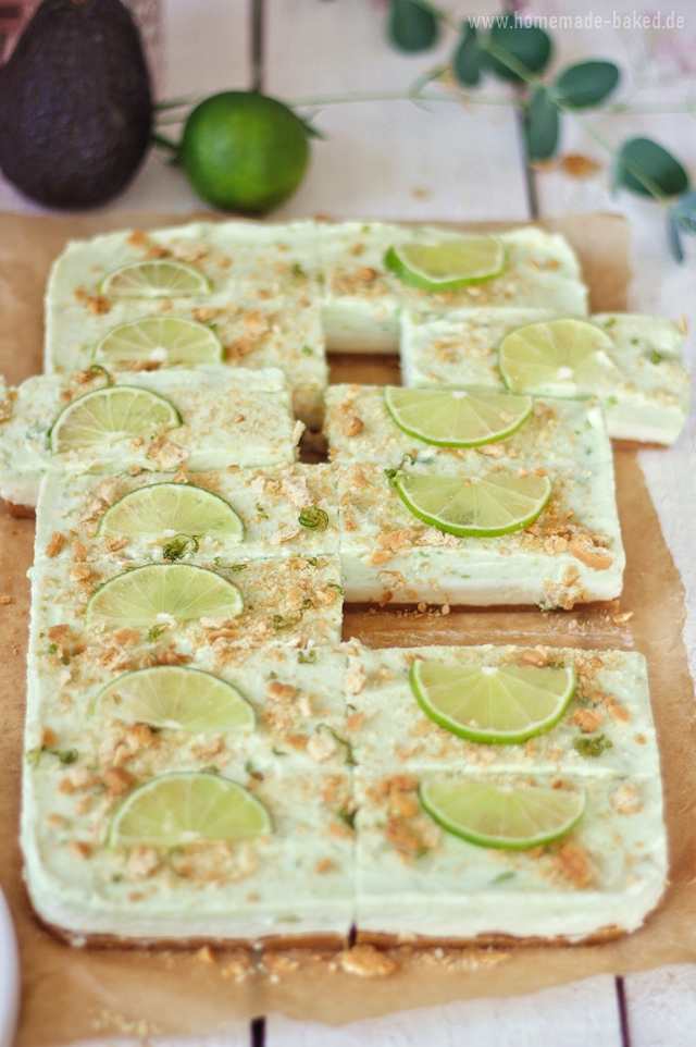 No bake avocado limetten cheesecake bars