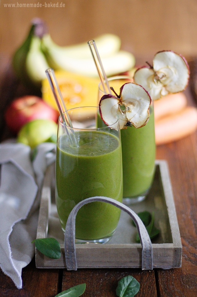 {Rezept} Grüner Power Smoothie mit Apfel, Kürbis und Spinat - homemade ...