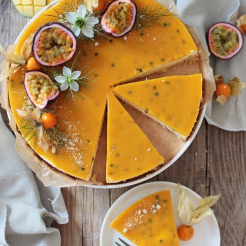 no bake mango-maracuja cheesecake käsekuchen ohne backen