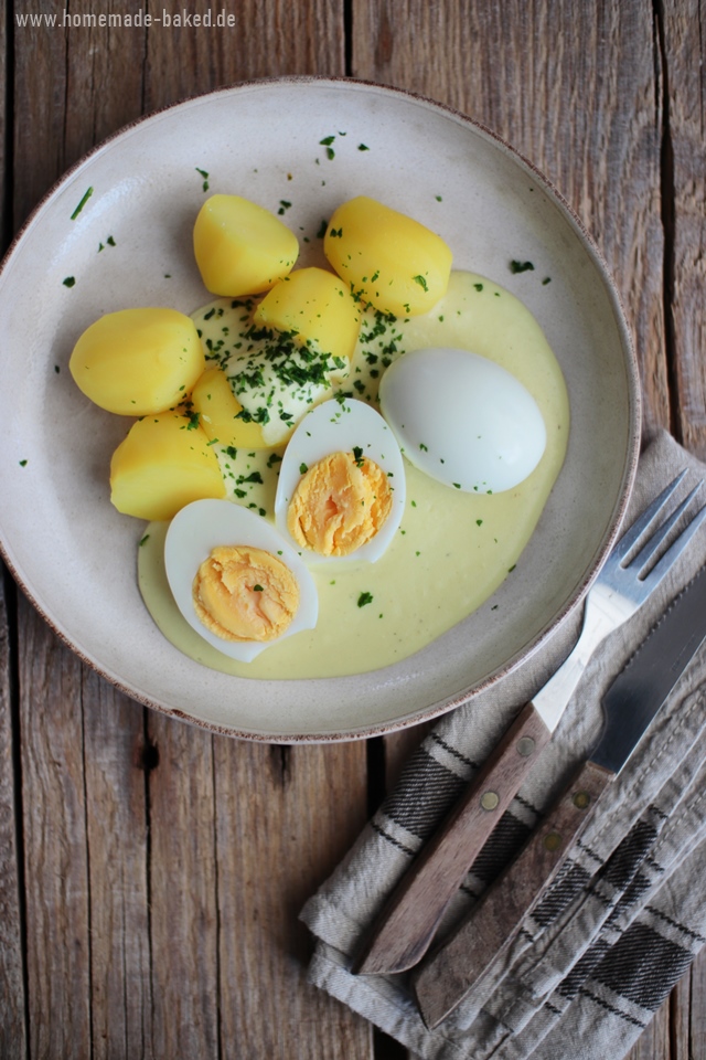 klassische eier in senfsauce mit kartoffeln: senfeier schnell und einfach
