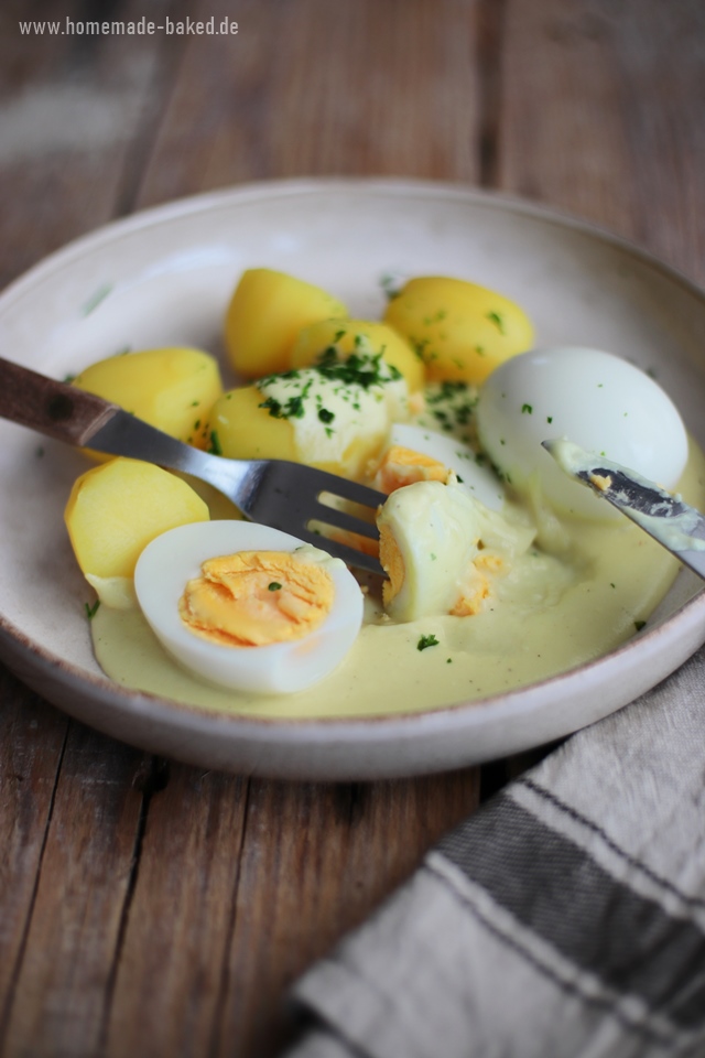 klassische eier in senfsauce mit kartoffeln: senfeier schnell und einfach