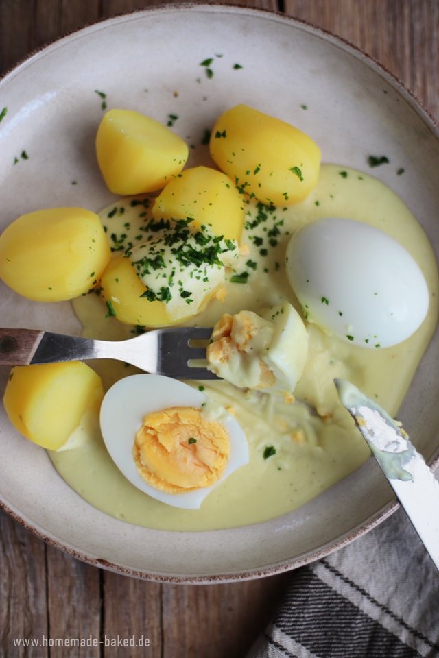 klassische eier in senfsauce mit kartoffeln: senfeier schnell und einfach