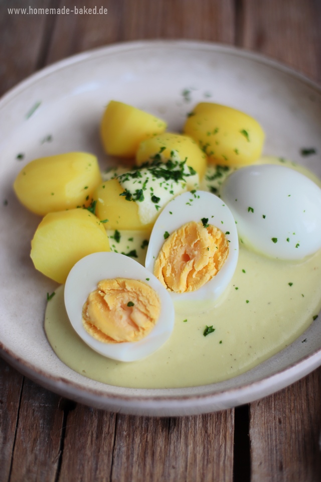 klassische eier in senfsauce mit kartoffeln: senfeier schnell und einfach