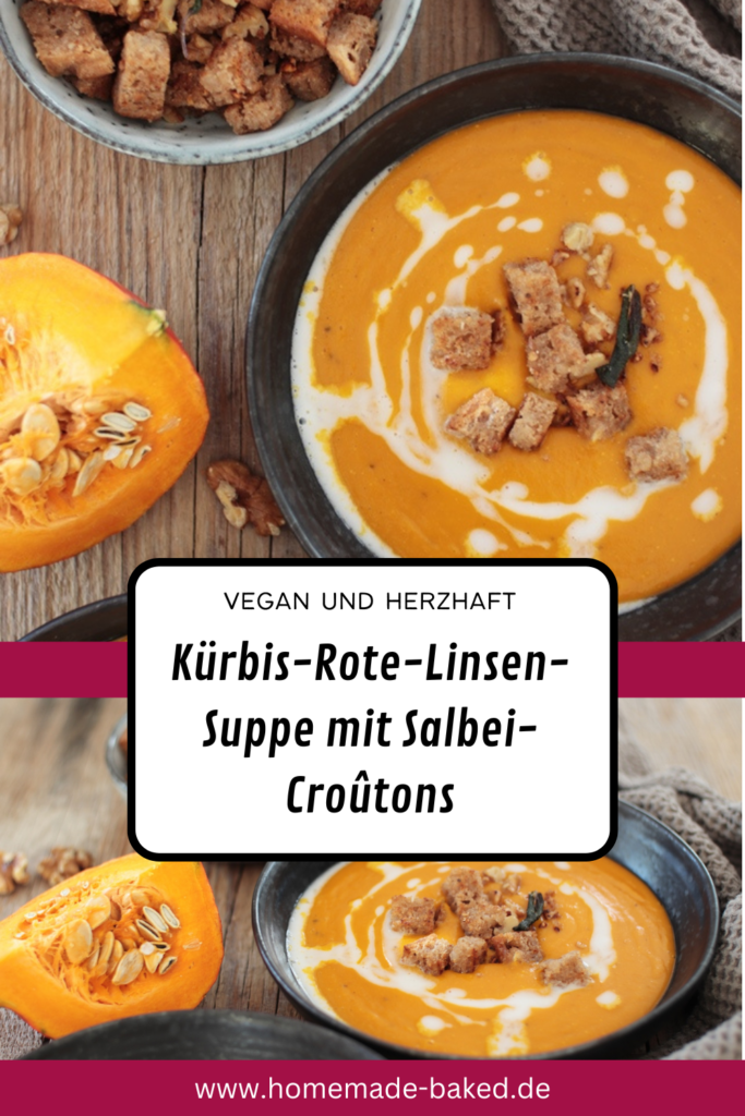 kürbis-rote-linsen-suppe mit salbei-croûtons