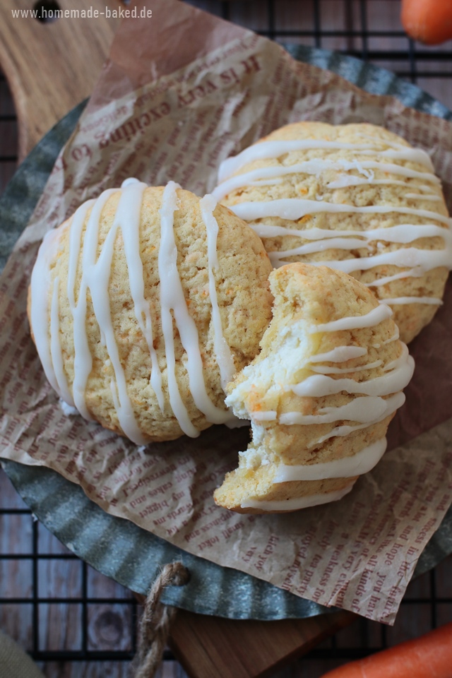 carrot cake cookies: karottenkekse mit cheescake-füllung