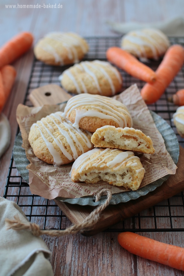 carrot cake cookies: karottenkekse mit cheescake-füllung