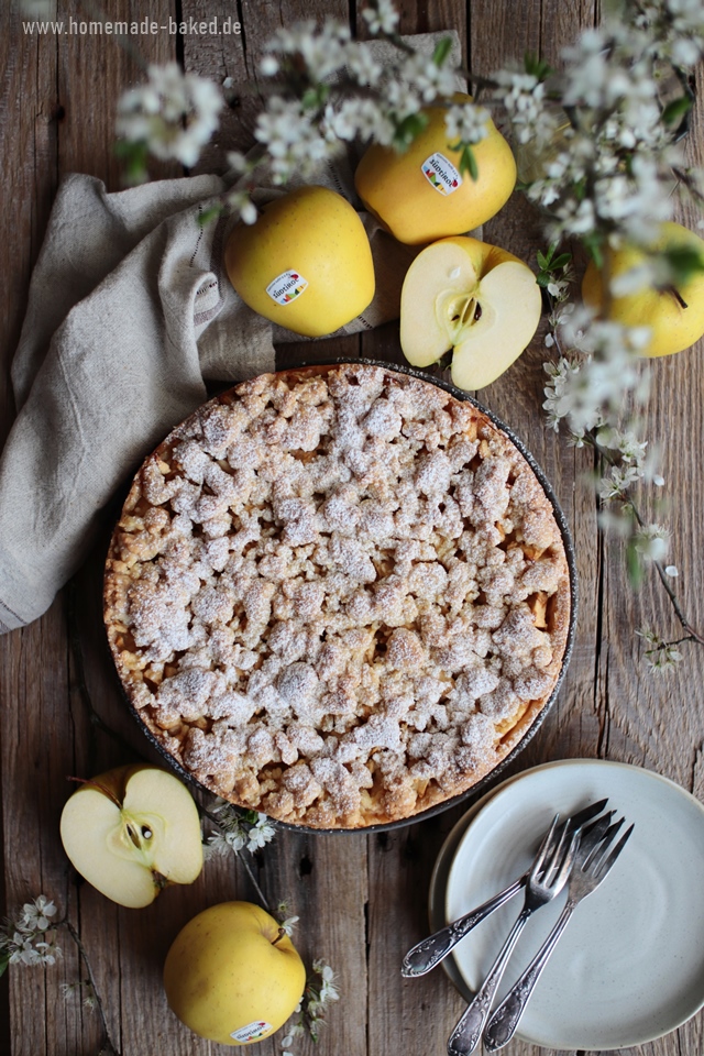 apfel pudding streuselkuchen, mit und ohne Thermomix