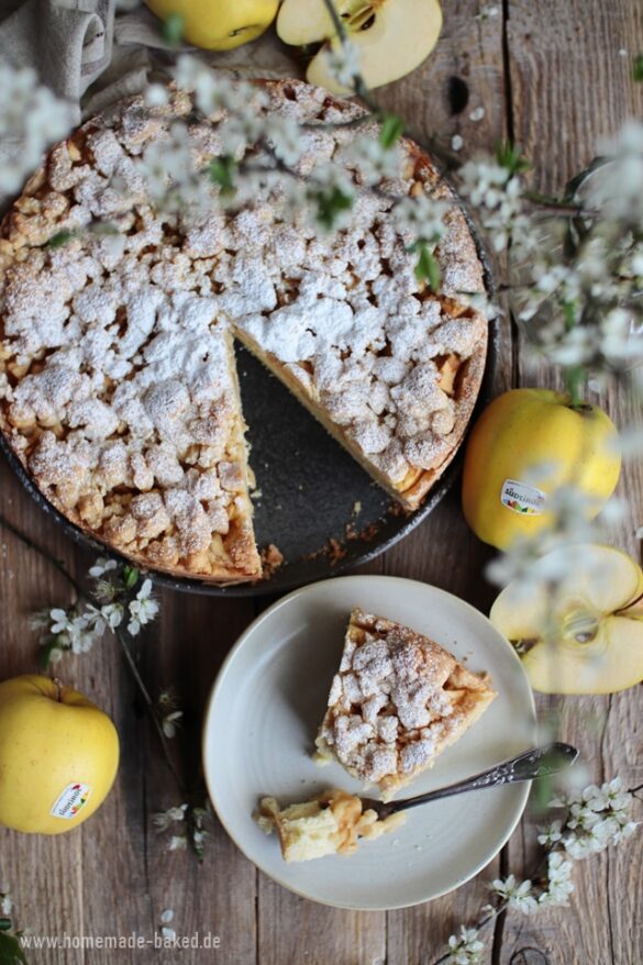 Apfel-Pudding-Streuselkuchen: Mit und ohne Thermomix