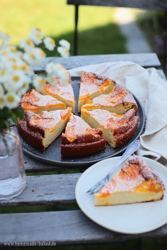 Gesünderer Grieß Käsekuchen ohne Boden mit Mandarinen - Grieß-Quarkkuchen