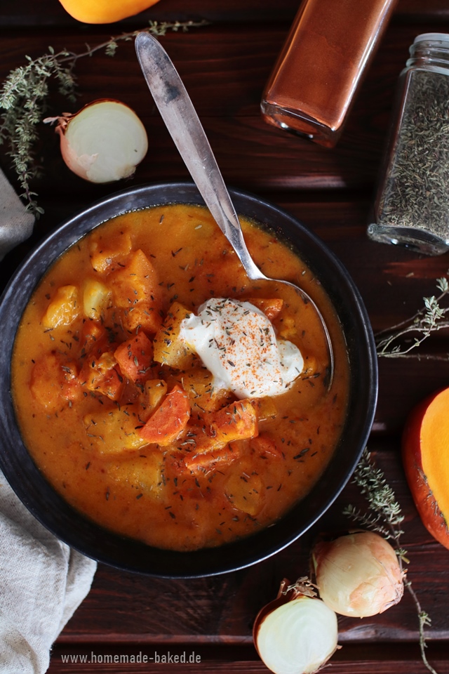 deftiges kürbis-kartoffel-gulasch, vegetarischer eintopf