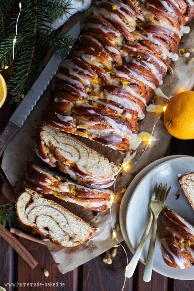 kanellängd: schwedisches zimtbrot mit orangenguss