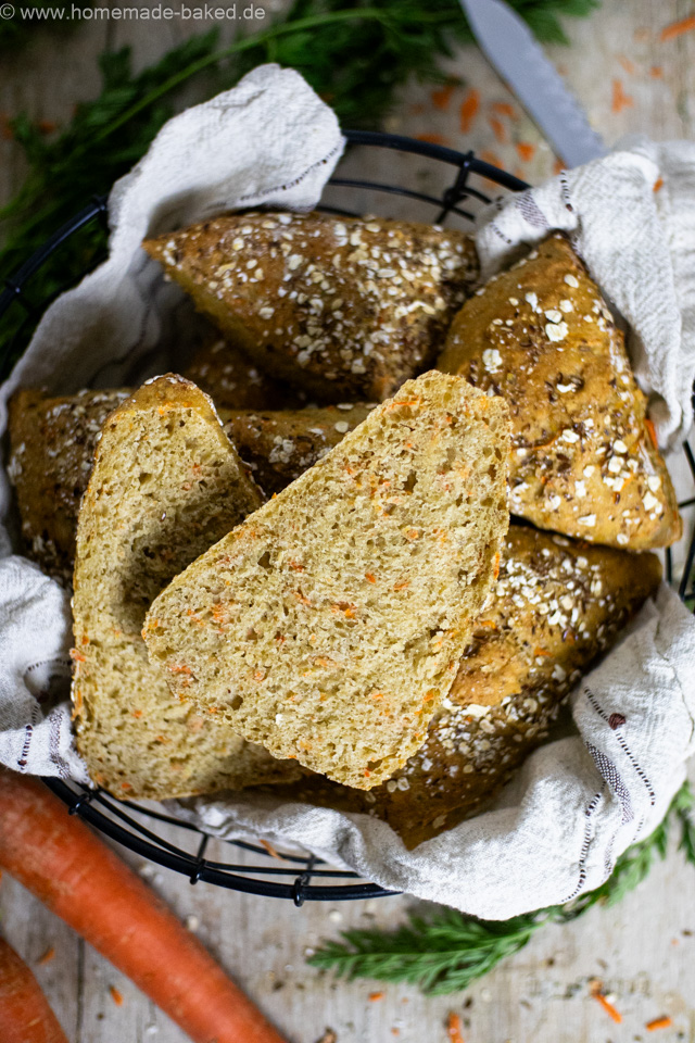 No Knead Hafer-Karottenbrötchen über Nacht - perfekt für den Osterbrunch