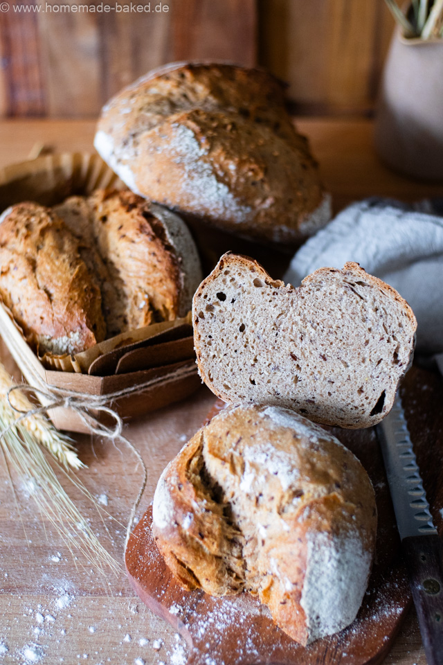 Rustikales No-Knead-Brot mit Leinsamen – einfach, aromatisch und ganz ohne Kneten