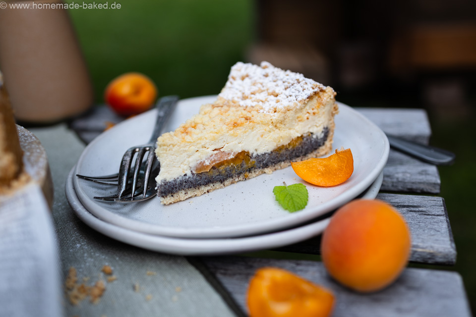 Mohn Streusel Käsekuchen mit Aprikosen – einfach, saftig und fruchtig