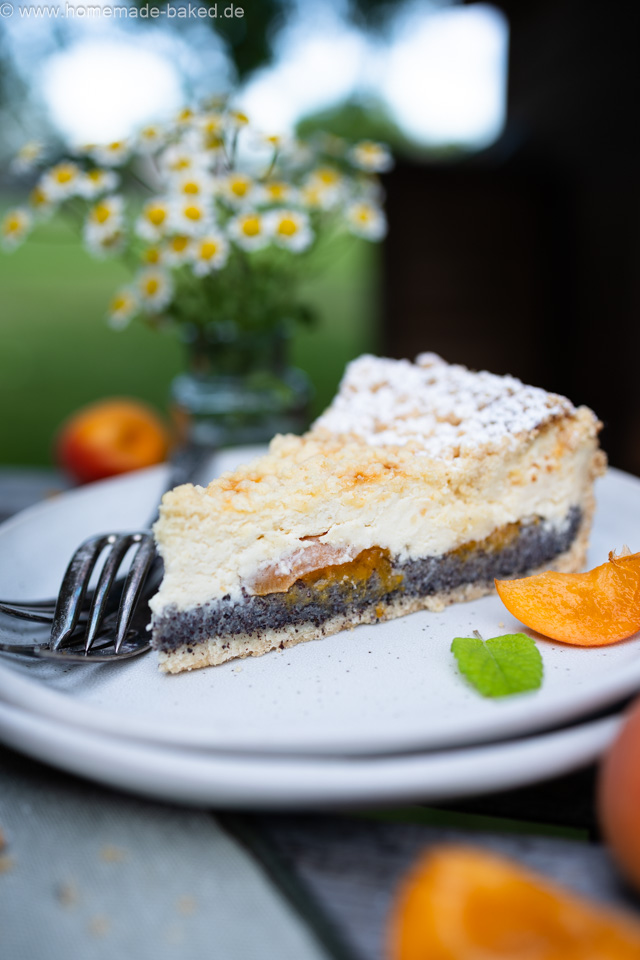 Mohn Streusel Käsekuchen mit Aprikosen – einfach, saftig und fruchtig