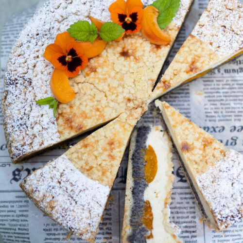 Mohn Streusel Käsekuchen mit Aprikosen – einfach, saftig und fruchtig