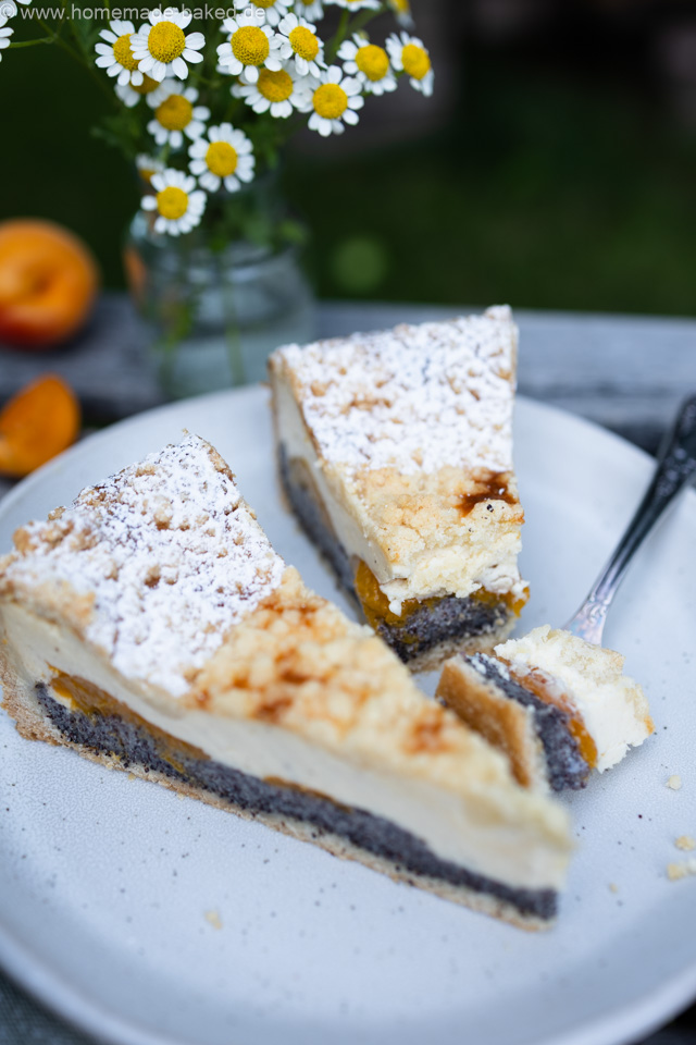 Mohn Streusel Käsekuchen mit Aprikosen – einfach, saftig und fruchtig