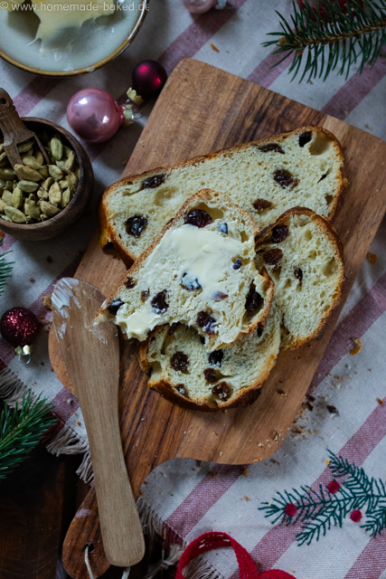 Julebrød oder Julekaka – Norwegisches Weihnachtsbrot mit Rosinen & Kardamom