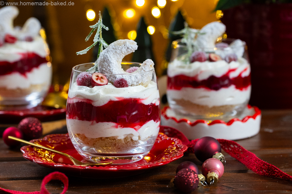 Vanillekipferl-Dessert mit Cranberrys – das perfekte Weihnachtsdessert