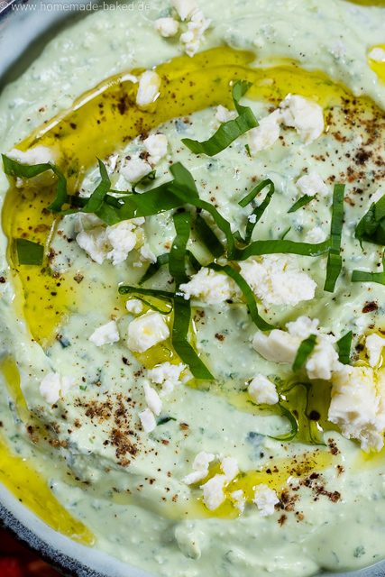 Bärlauch Feta Dip cremig Detailaufnahme